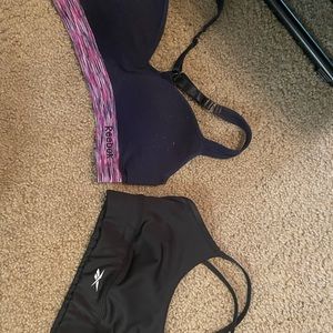 Navy and black Reebok bras